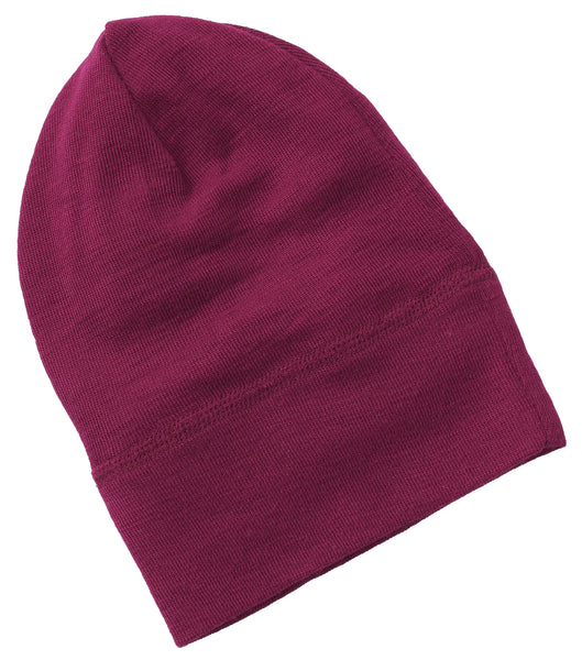 ENGEL WOOL BONNETS | HATS | MITTENS-BEANIE HAT WOOL/SILK RIBBED-ORCHID-86/92 (12-24m)-YOOKI