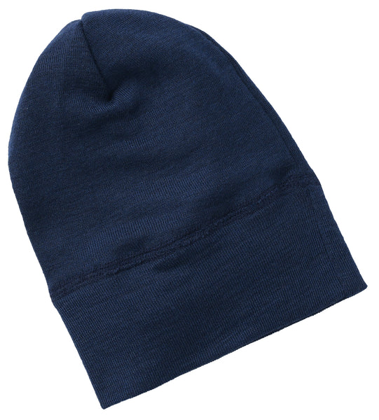 ENGEL WOOL BONNETS | HATS | MITTENS-BEANIE HAT WOOL/SILK RIBBED-NAVY BLUE-86/92 (12-24m)-YOOKI