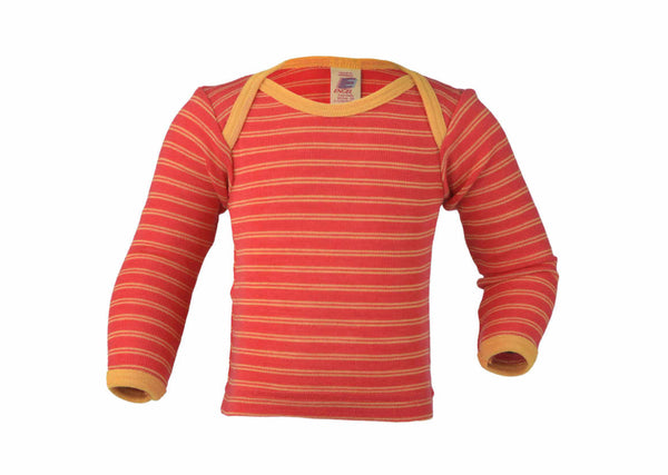 ENGEL WOOL SHIRTS LONG-SLEEVE | BABY & YOUTH-HIBISCUS SUNSHINE YELLOW STRIPE (ALL WOOL)-ENVELOPE-NECK LONG-SLEEVE-62/68 (3-6m)-YOOKI