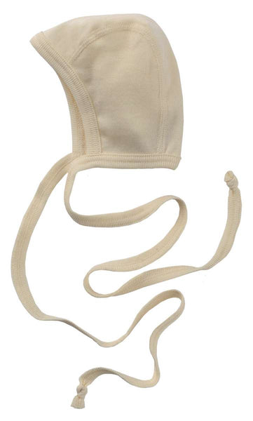 ENGEL WOOL BONNETS | HATS | MITTENS-BONNET WOOL/SILK RIBBED-NATURAL-50/56 (0-3m)-YOOKI