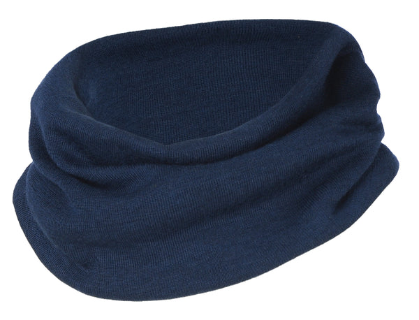 ENGEL WOOL BONNETS | HATS | MITTENS-LOOP SCARF WOOL/SILK RIBBED-NAVY BLUE-1 (OS Children's/Youth)-YOOKI