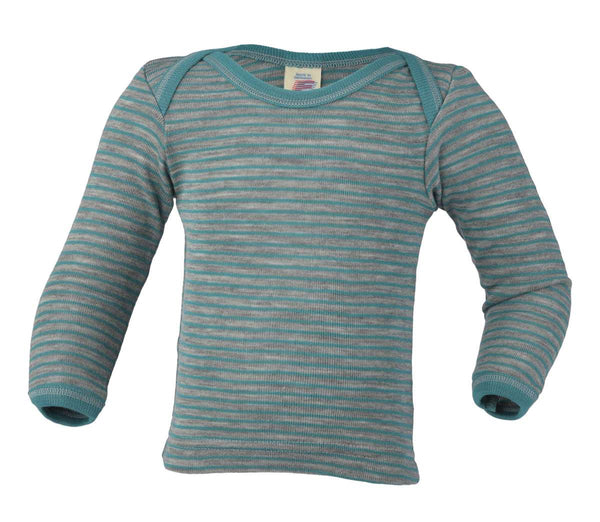 ENGEL WOOL SHIRTS LONG-SLEEVE | BABY & YOUTH-GREY & ICE BLUE STRIPE W|S BLEND-ENVELOPE-NECK LONG-SLEEVE-74/80 (6-12m)-YOOKI